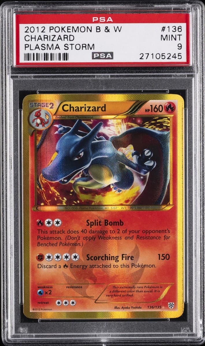 2013 Plasma Storm Charizard Shiny Holo, graded PSA 9 MINT, in a PSA graded slab